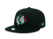 Load image into Gallery viewer, Chicago Blackhawks New Era NHL 9FIFTY 950 Snapback Cap Hat Black Crown/Visor Gray/Teal/Red Logo 
