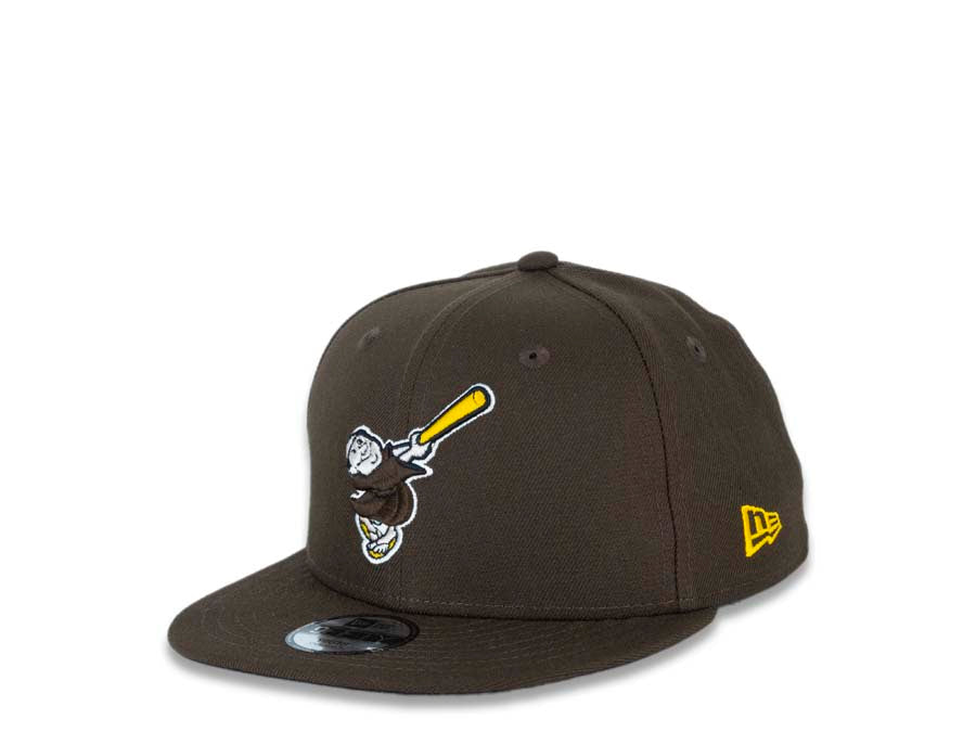 San Diego Padres New Era MLB 9FIFTY 950 Snapback Cap Hat Brown Crown/Visor Brown/Yellow Swinging Friar Logo