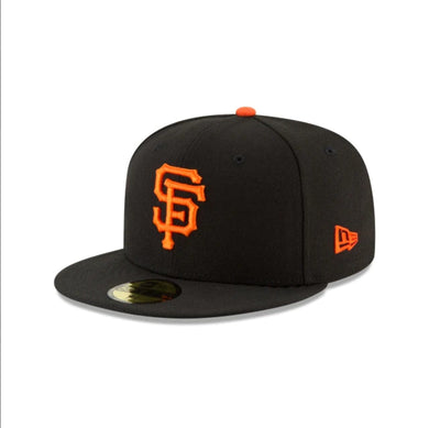 San Francisco Giants New Era 59FIFTY 5950 Fitted Cap Hat Black Crown/Visor Orange Logo