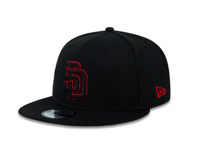San Diego Padres New Era MLB 9FIFTY 950 Snapback Cap Hat Black Crown/Visor Black/Red Logo 