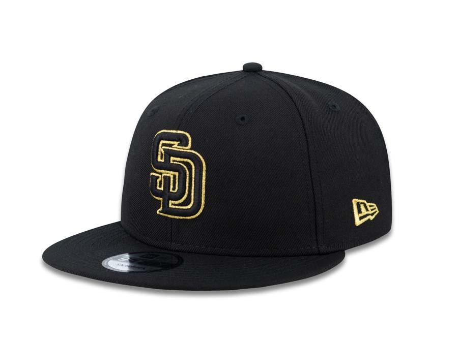 San Diego Padres New Era MLB 9FIFTY 950 Snapback Cap Hat Black Crown/Visor Black/Gold Logo 