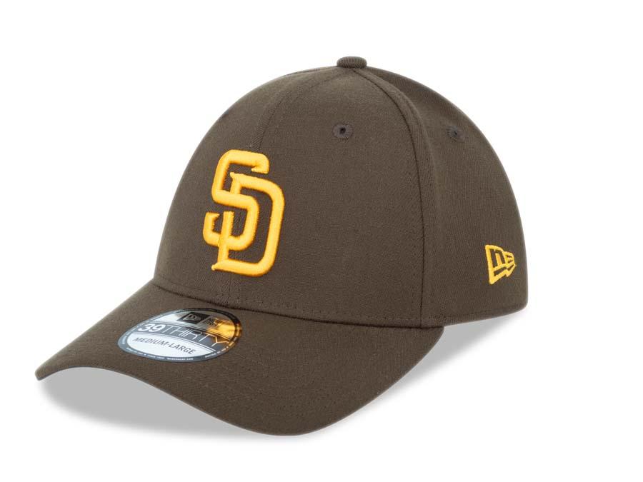San Diego Padres New Era MLB 39THIRTY 3930 Flexfit Cap Hat Brown Crown/Visor Gold Logo 
