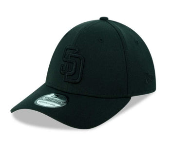 San Diego Padres New Era MLB 39THIRTY 3930 Flexfit Cap Hat Black Crown/Visor BlackLogo 