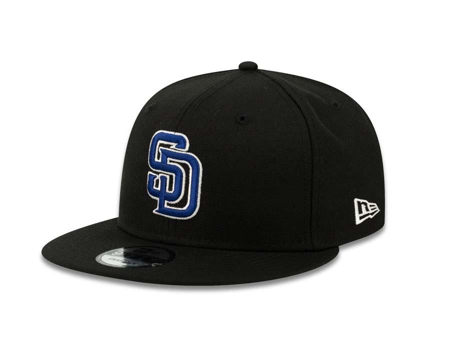 San Diego Padres New Era MLB 9FIFTY 950 Snapback Cap Hat Black Crown/Visor Royal Blue/White Logo 