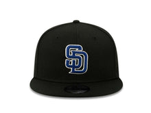 Load image into Gallery viewer, San Diego Padres New Era MLB 9FIFTY 950 Snapback Cap Hat Black Crown/Visor Royal Blue/White Logo 
