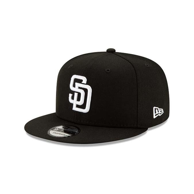 San Diego Padres New Era MLB 9FIFTY 950 Snapback Cap Hat Black Crown/Visor White Logo 