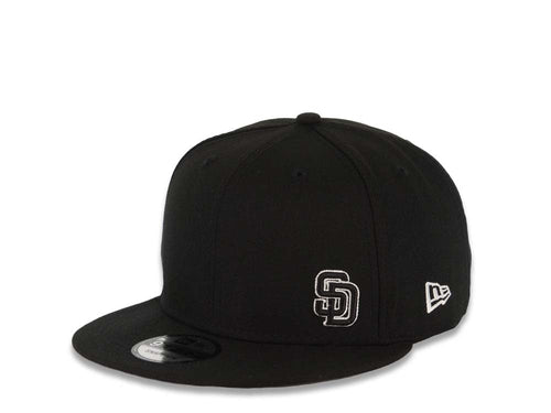 San Diego Padres New Era MLB 9FIFTY 950 Snapback Cap Hat Black Crown/Visor Black/White Flawless Small Logo