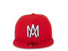 Load image into Gallery viewer, Mexicali Aguilas New Era Mexican Pacific League LMP 59FIFTY 5950 Fitted Cap Hat Red Crown/Visor White/Black Logo 
