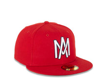 Load image into Gallery viewer, Mexicali Aguilas New Era Mexican Pacific League LMP 59FIFTY 5950 Fitted Cap Hat Red Crown/Visor White/Black Logo 
