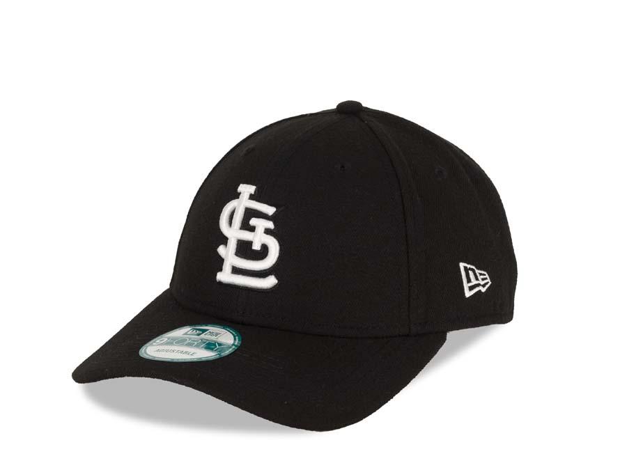 St. Louis Cardinals New Era MLB 9FORTY 940 Adjustable Cap Hat Black Crown/Visor White Logo 