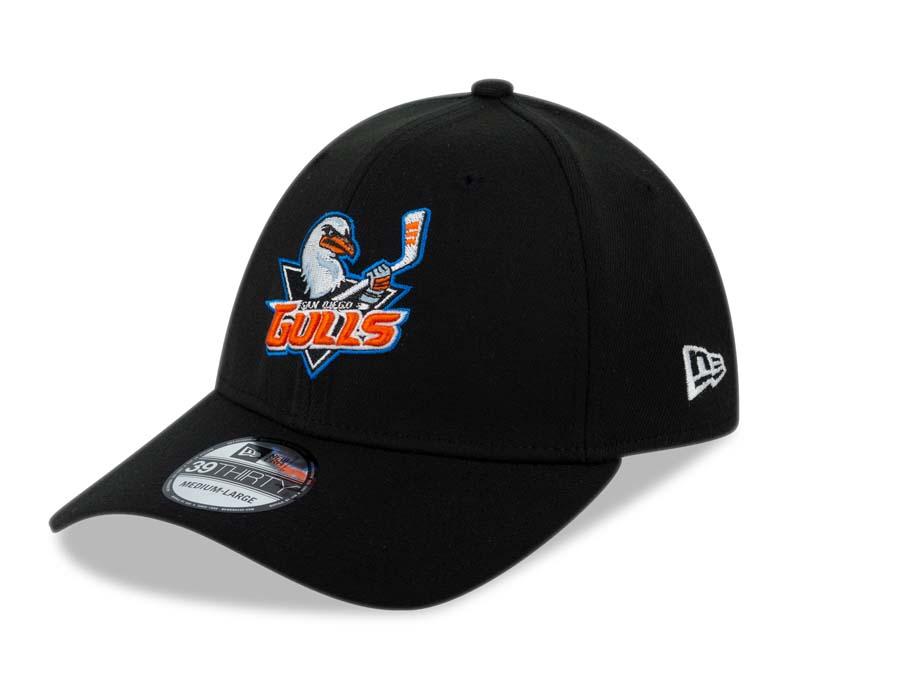 San Diego Gulls New Era 39THIRTY  3930 Flexfit Cap Hat Black Crown/Visor Team Color Logo 