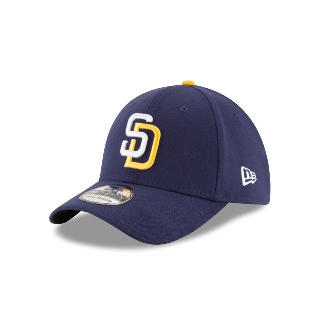 San Diego Padres New Era MLB 39THIRTY 3930 Fitted Cap Hat Navy Crown/Visor White/Gold Logo 