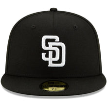 Load image into Gallery viewer, (Youth) San Diego Padres New Era MLB 59Fifty 5950 Fitted Cap Hat Black Crown/Visor White Logo
