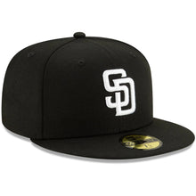 Load image into Gallery viewer, (Youth) San Diego Padres New Era MLB 59Fifty 5950 Fitted Cap Hat Black Crown/Visor White Logo
