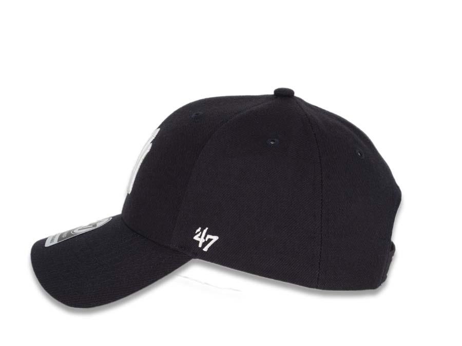 '47 Brand New York Yankees Black MVP Frost Adjustable Hat – Classic Cotton Baseball Cap - View #6
