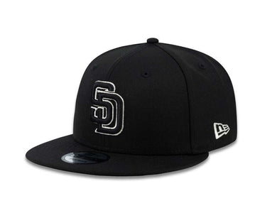 San Diego Padres New Era MLB 9FIFTY 950 Snapback Cap Hat Black Crown/Visor Black/Silver Logo 