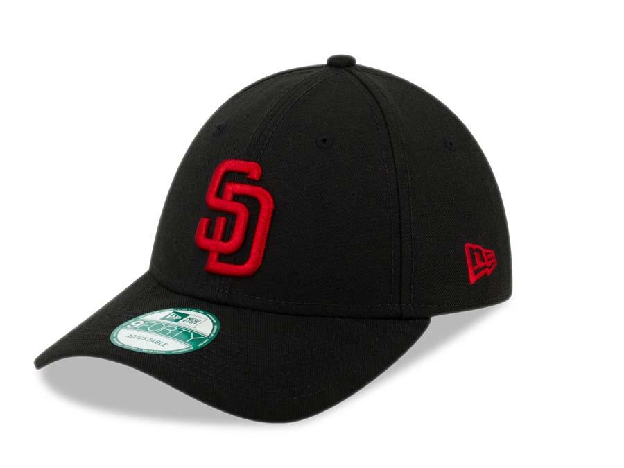 San Diego Padres New Era MLB 9FORTY 940 Adjustable Cap Hat Black Crown/Visor Red Logo 