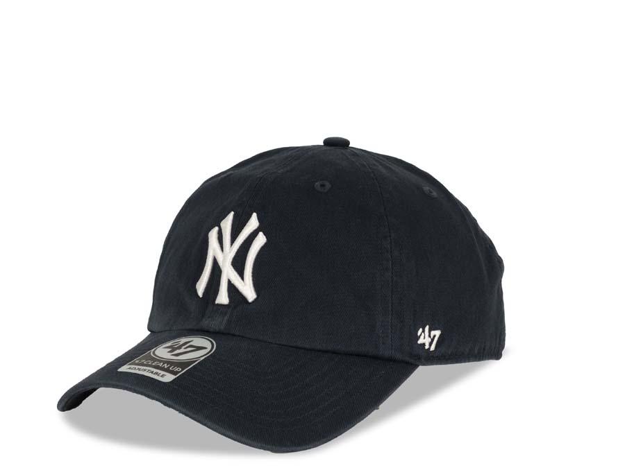 New York Yankees '47 Brand MLB Clean Up Adjustable Cap Hat Navy Crown/Visor White Logo (Team Color)