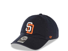 Load image into Gallery viewer, San Diego Padres &#39;47 Brand MLB Clean Up Adjustable Cap Hat Navy Crown/Visor White/Orange Logo
