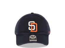 Load image into Gallery viewer, San Diego Padres &#39;47 Brand MLB Clean Up Adjustable Cap Hat Navy Crown/Visor White/Orange Logo
