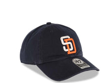 Load image into Gallery viewer, San Diego Padres &#39;47 Brand MLB Clean Up Adjustable Cap Hat Navy Crown/Visor White/Orange Logo
