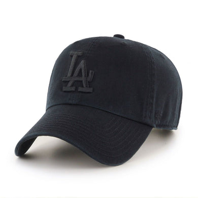Los Angeles Dodgers '47 Brand MLB Clean Up Adjustable Cap Hat Black Crown/Visor Black Logo 