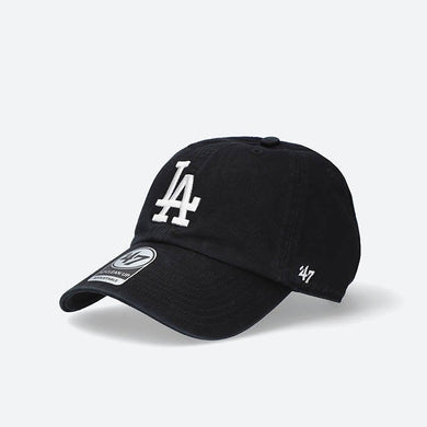 Los Angeles Dodgers '47 Brand MLB Clean Up Adjustable Cap Hat Black Crown/Visor White Logo 