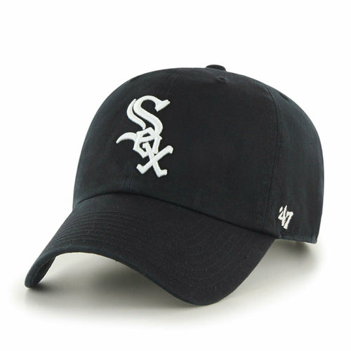 Chicago White Sox '47 Clean Up Adjustable Cap Hat Black Crown/Visor White Logo 