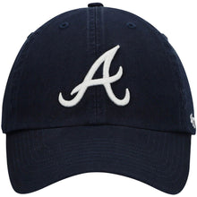 Load image into Gallery viewer, Atlanta Braves &#39;47 Brand MLB Clean Up Adjustable Cap Hat Navy Crown/Visor White Logo 
