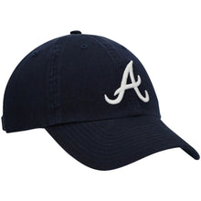 Load image into Gallery viewer, Atlanta Braves &#39;47 Brand MLB Clean Up Adjustable Cap Hat Navy Crown/Visor White Logo 
