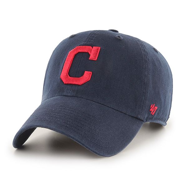 Cleveland Indians '47 MLB Clean Up Adjustable Cap Hat Navy Crown/Visor Red Logo 