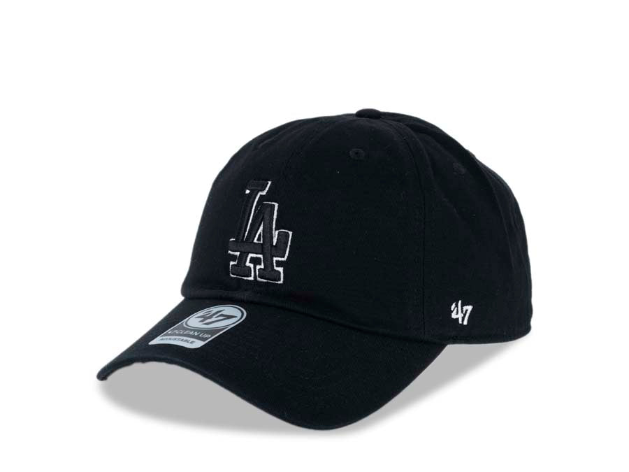 Los Angeles Dodgers '47 MLB Clean Up Adjustable Cap Hat Black Crown/Visor Black/White Logo 