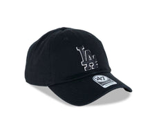 Load image into Gallery viewer, Los Angeles Dodgers &#39;47 MLB Clean Up Adjustable Cap Hat Black Crown/Visor Black/White Logo 
