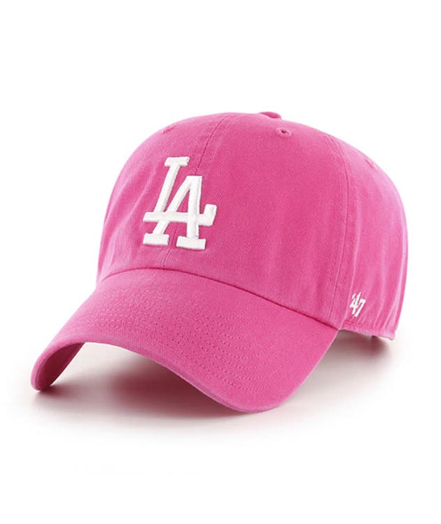Los Angeles Dodgers '47 Brand MLB Clean Up Adjustable Cap Hat Magenta Crown/Visor White Logo