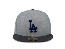 Load image into Gallery viewer, Los Angeles Dodgers New Era MLB 59FIFTY 5950 Fitted Cap Hat Heather Gray/Dark Gray Crown/Visor Royal Blue Logo 
