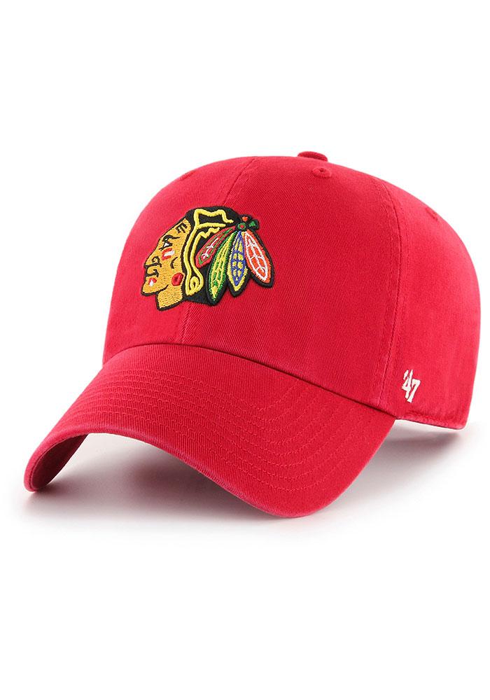 Chicago Blackhawks '47 NHL Clean Up Adjustable Cap Hat Red Crown/Visor Team Color Logo 