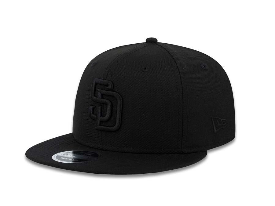 San Diego Padres New Era MLB 9FIFTY 950 Original Fit Snapback Cap Hat All Black Crown/Visor Black Logo