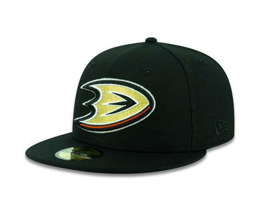 Anaheim Ducks New Era 59FIFTY 5950 Fitted Cap Hat Black Crown/Visor Team Color Logo 