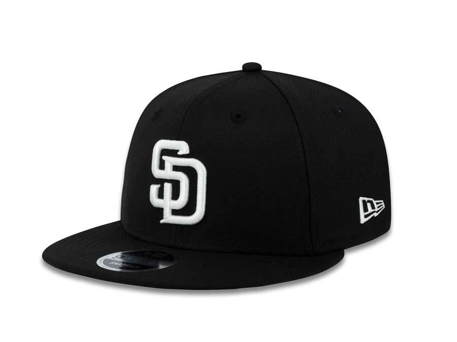 San Diego Padres New Era MLB 9FIFTY 950 Original Fit Snapback Cap Hat Black Crown/Visor White Logo