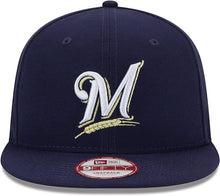 Load image into Gallery viewer, Milwaukee Brewers New Era MLB 9FIFTY 950 Baycik Snapback Cap Hat Navy Blue Crown/Visor White/Gold Logo
