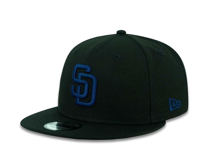 San Diego Padres New Era MLB 9FIFTY 950 Snapback Cap Hat Black Crown/Visor Light Navy Logo