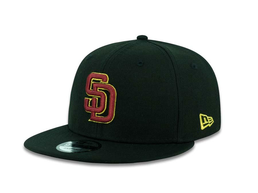 San Diego Padres New Era MLB 9FIFTY 950 Snapback Cap Hat Black Crown/Visor Cardinal/Metallic Gold Logo