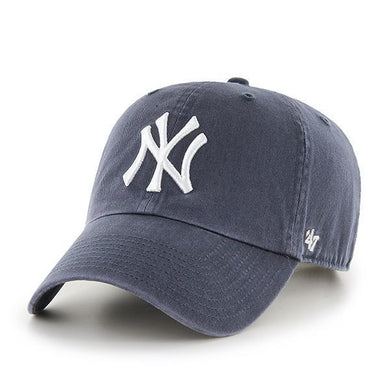 New York Yankees '47 MLB Clean Up Adjustable Cap Hat Dark Gray Crown/Visor White Logo
