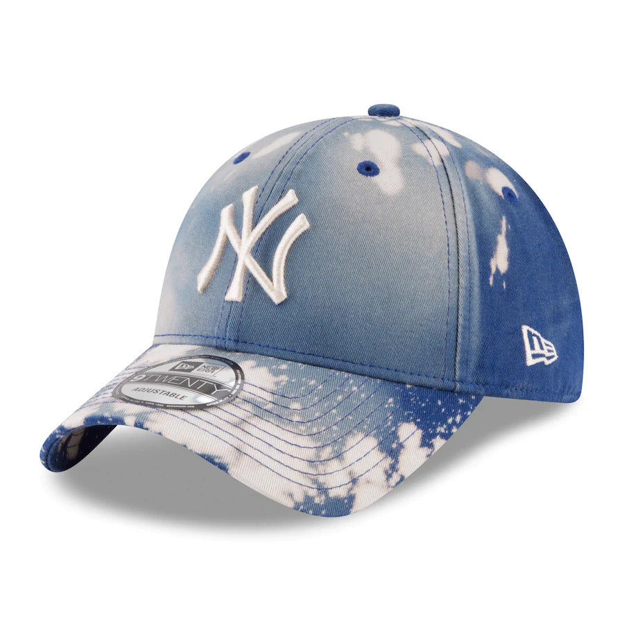 New York Yankees New Era MLB 9TWENTY 920 Adjustable Cap Hat Bleached Royal Blue Crown/Visor White Logo