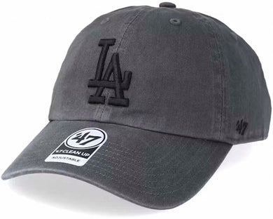 Los Angeles Dodgers '47 Brand MLB Clean Up Adjustable Cap Hat Dark Gray Crown/Visor Black Logo