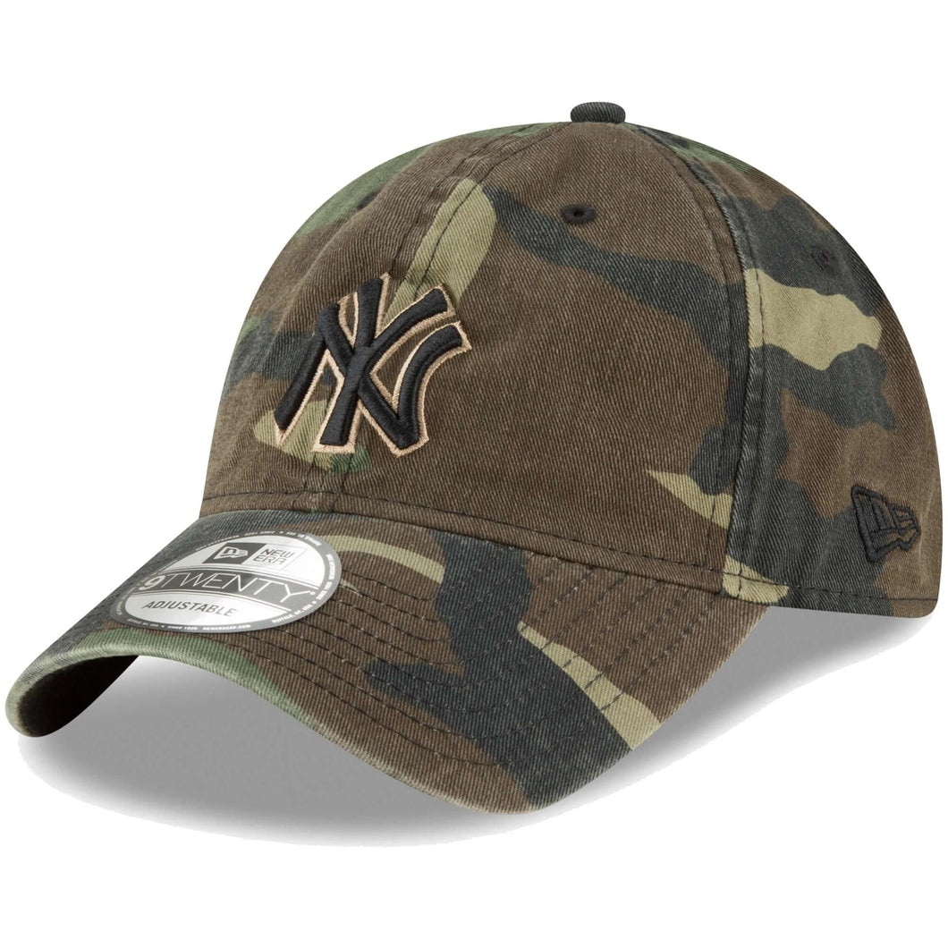 New York Yankees New Era MLB 9TWENTY 920 Adjustable Cap Hat Camo Crown/Visor Black/Beige Logo