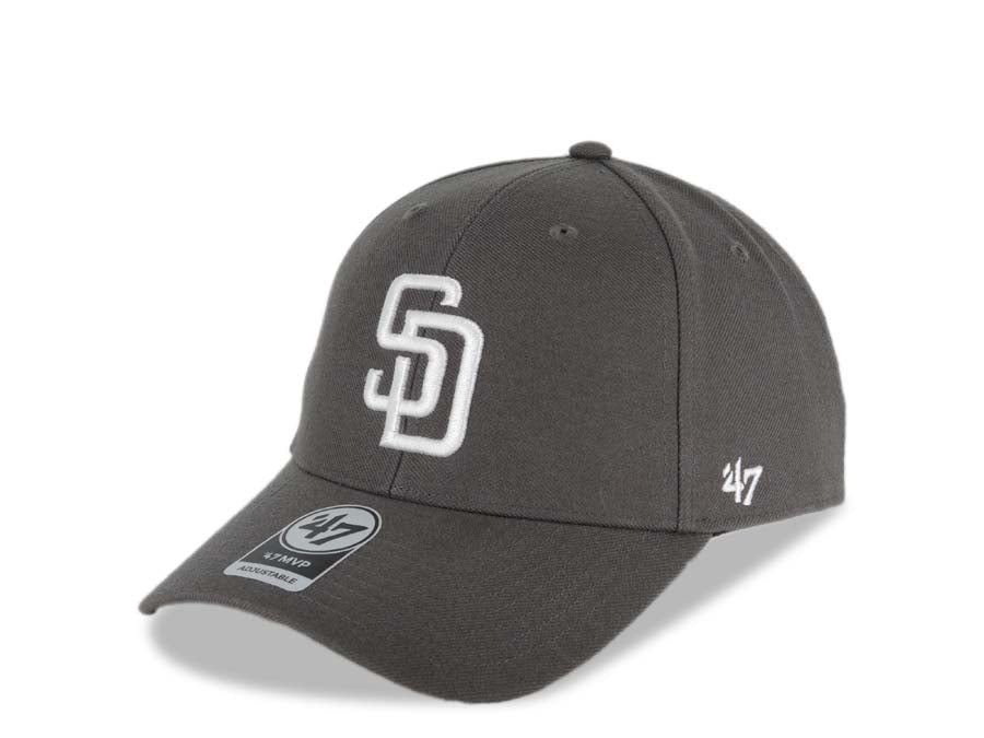 San Diego Padres '47 Brand  MLB MVP Adjustable Cap Hat Dark Gray Crown/Visor White Logo