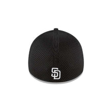 Load image into Gallery viewer, San Diego Padres New Era MLB 39THIRTY 3930 Neo Mesh Flexfit Cap Hat Black Crown/Visor White Logo 
