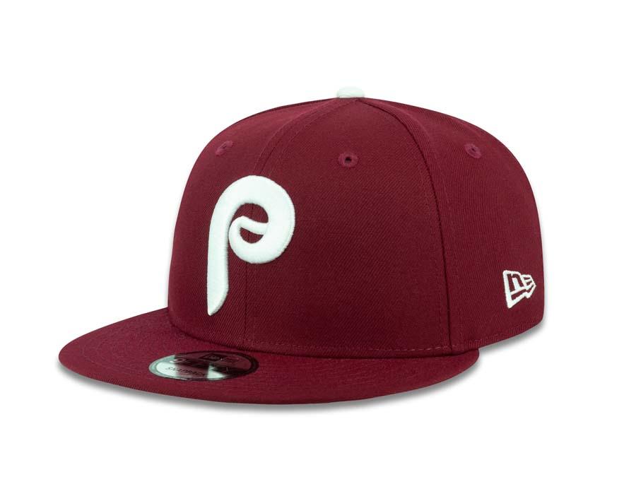 Philadelphia Phillies New Era MLB 9FIFTY 950 Snapback Cap Hat Maroon Crown/Visor White Retro Logo 