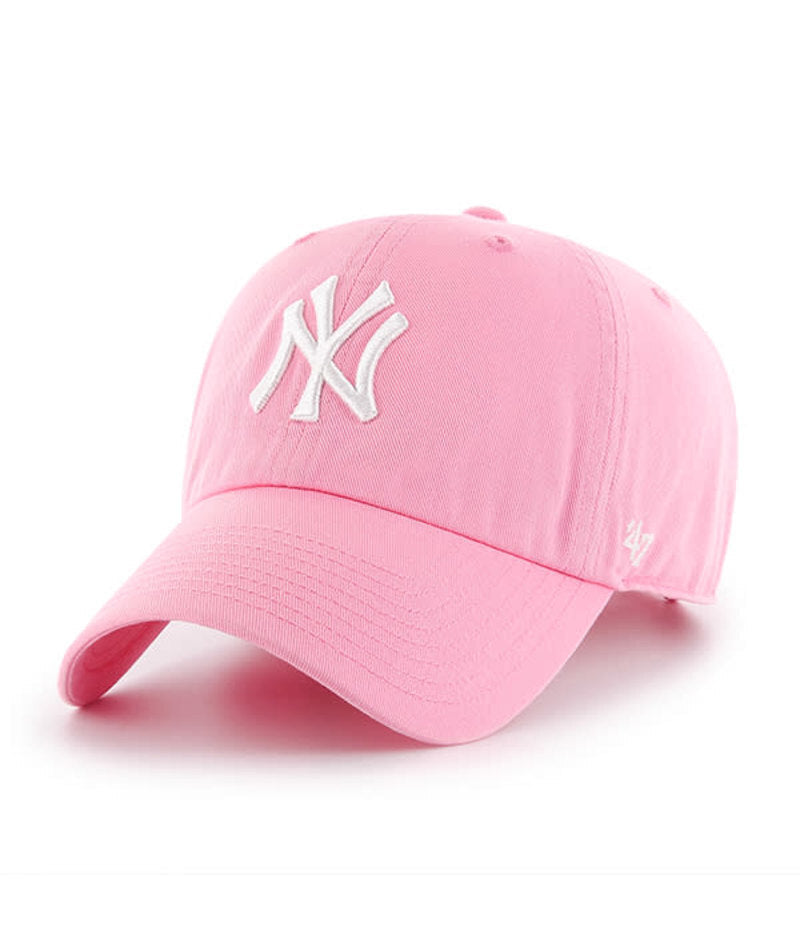 New York Yankees '47 MLB Clean Up Adjustable Cap Hat Pink Crown/Visor White Logo